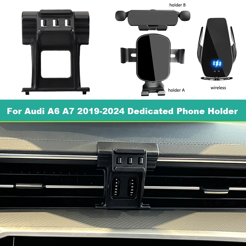 

For Audi A6 C8 A7 2019-2024 Dedicated Car Mobile Phone Holder In Car Air Vent Bracket 15W Fast Wireless Charging Phone Stand