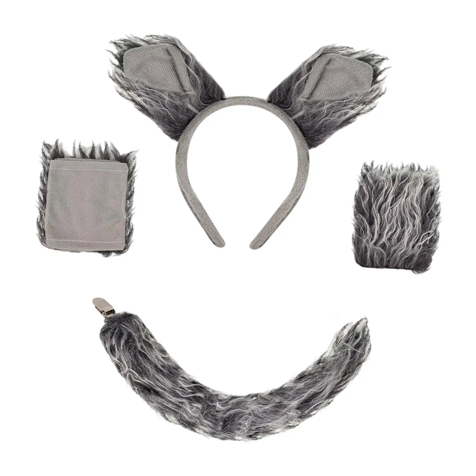 

Wolf Costume Animal Cosplay Realistic Role Play Fancy Party Ears Headband Paw Gloves for Adults Children Women Girls Supplies