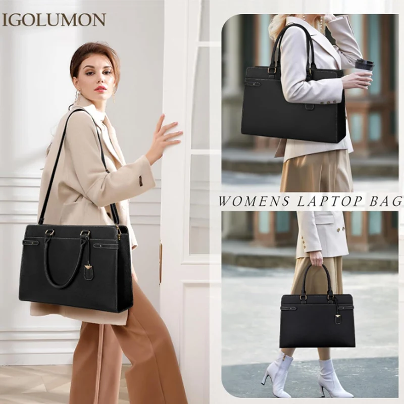 Laptop Large Capacity Bag for Women Laptop Tote Bag Leather Work Bag Waterproof Briefcase Business Office Computer Bag