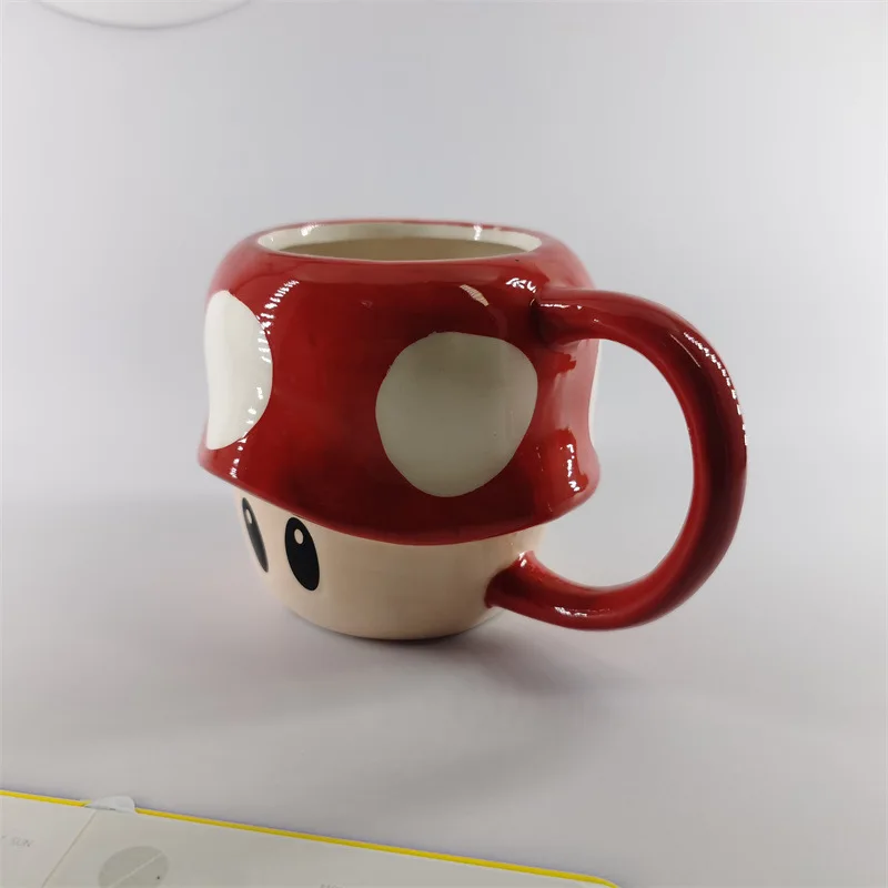 Creative Red Mushroom Ceramic Coffee Cup with Lid Cartoon Cute Mushroom Mug Breakfast Milk Cup Birthday Gift Decoration Mug Home