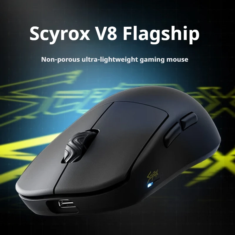 Scyrox V8 8K Gaming Mouse Dual-Mode 2.4G Wired Pixart 3950 Non-Porous Lightweight 36g 8K Polling Rate Web Driver Gaming Mouse