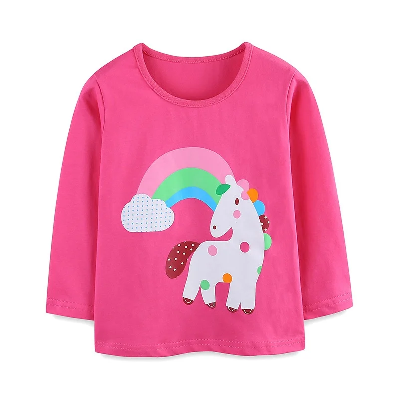 

Boys Girls Shirt Children's Boys T-Shirt Children for Boys Boy Kids Rainbow Horse Long Sleeve Shirts Cotton Cartoon Tee
