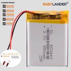 JST1.25 2Pin 3.7 V 103443 1500mah Rechargeable Lithium Li-ion Polymer Battery 503443 603443 703443 803443