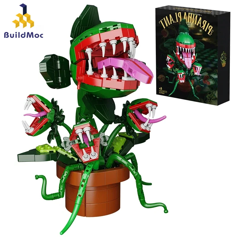 BuildMOC Piranha Flower Model Audrey II-Little Shop of Horrors Building Bricks Set Upgrade Version Toys for Adult Kid Gifts