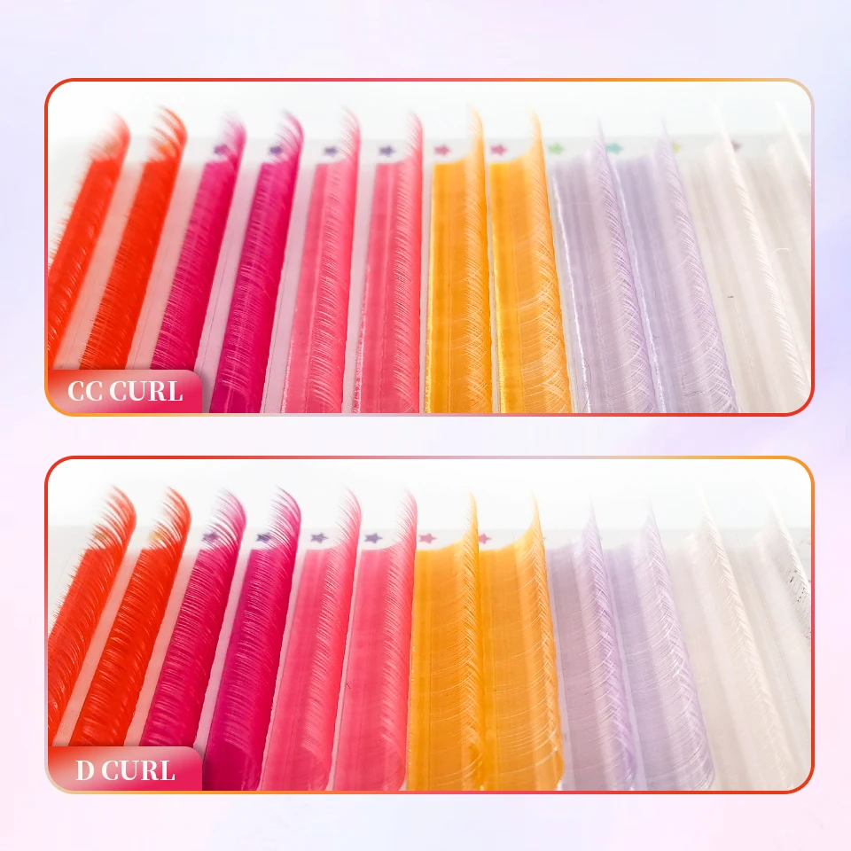 Rainbow Individual Color Eyelash Extensions Supplies Russian Volume Festival Pink Red Blue Purple White Colorful Mix Ombre Lash