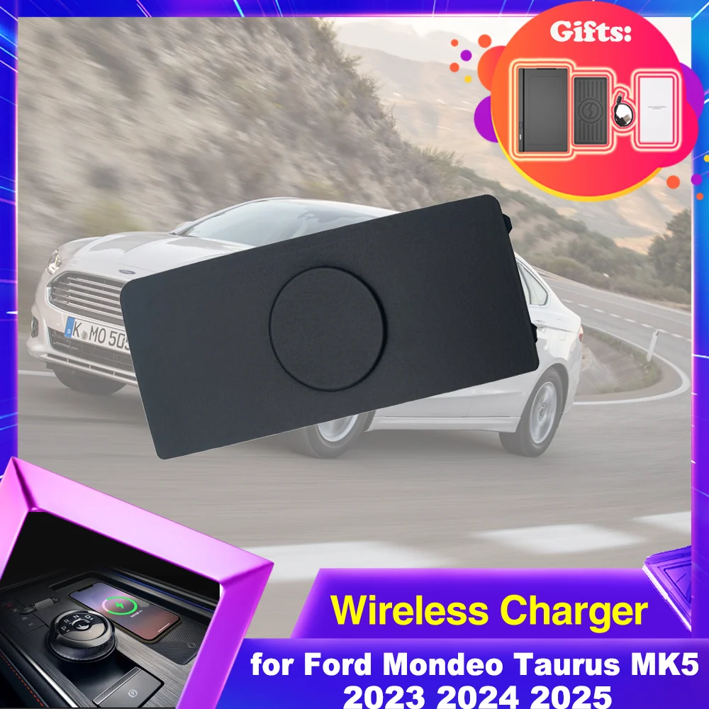 

Car Wireless Charging Pad for Ford Mondeo Taurus MK5 2023 2024 2025 Center Console Phone Holder Fast Charger Plate Accessories