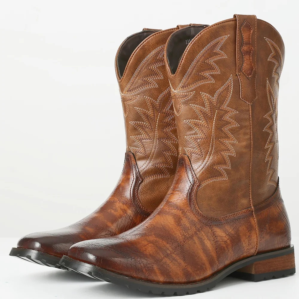 أحذية دوراتاسيا كلاسيكية بمقدمة مستديرة ، كعب مكتنز ، أحذية غربية محايدة ، لون جديد ، أحذية تطريز لهب موجزة ، مقاس كبير ، موضة #5