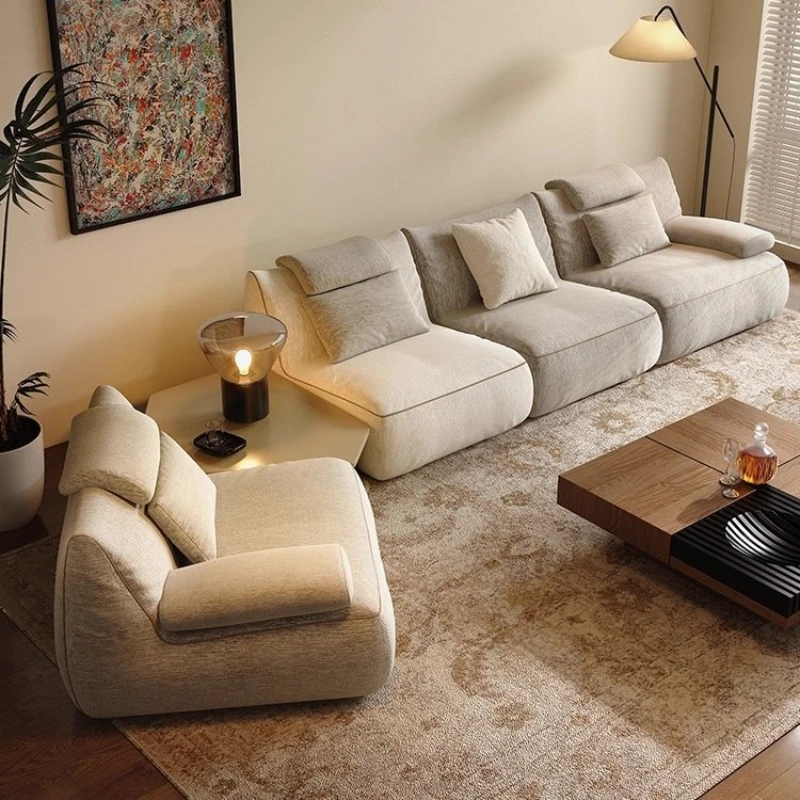 

Medieval special-shaped sofa cotton and linen fabric large flat-layer living room combination sofa audio-visual room small