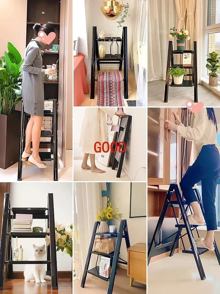 

Aluminum alloy herringbone ladder three or four steps small ladder stool