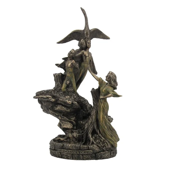 The Children of Lir Statue Resin Antique Bronze Irish Mythology Figurine Swan Legend Character Sculpture Desktop Decor Ornament