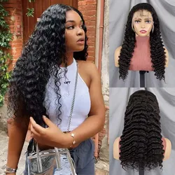 36 38 inch HD Lace Wigs Deep Wave Lace Frontal Brazilian Remy Human Hair 13x4 HD Skinlike Lace Front Wig  5x5 Closure Curly Wig