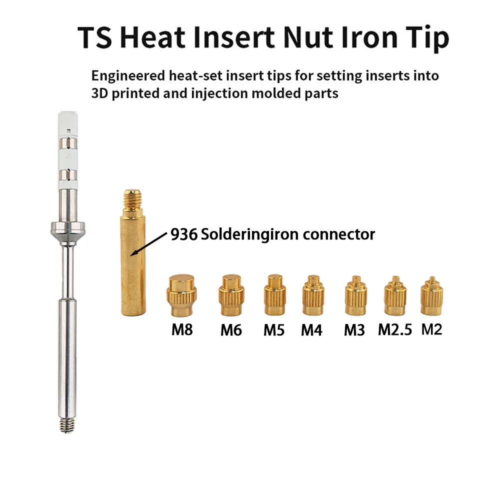 TS/T65 Heiß-Einpressmuttern-Set 3D Gewindebohrung Einsetzbare Heißschmelz-Messingmuttern Druckmutter-Set M2-M8 für TS101/Pinecil Lötkolben – Detail 8