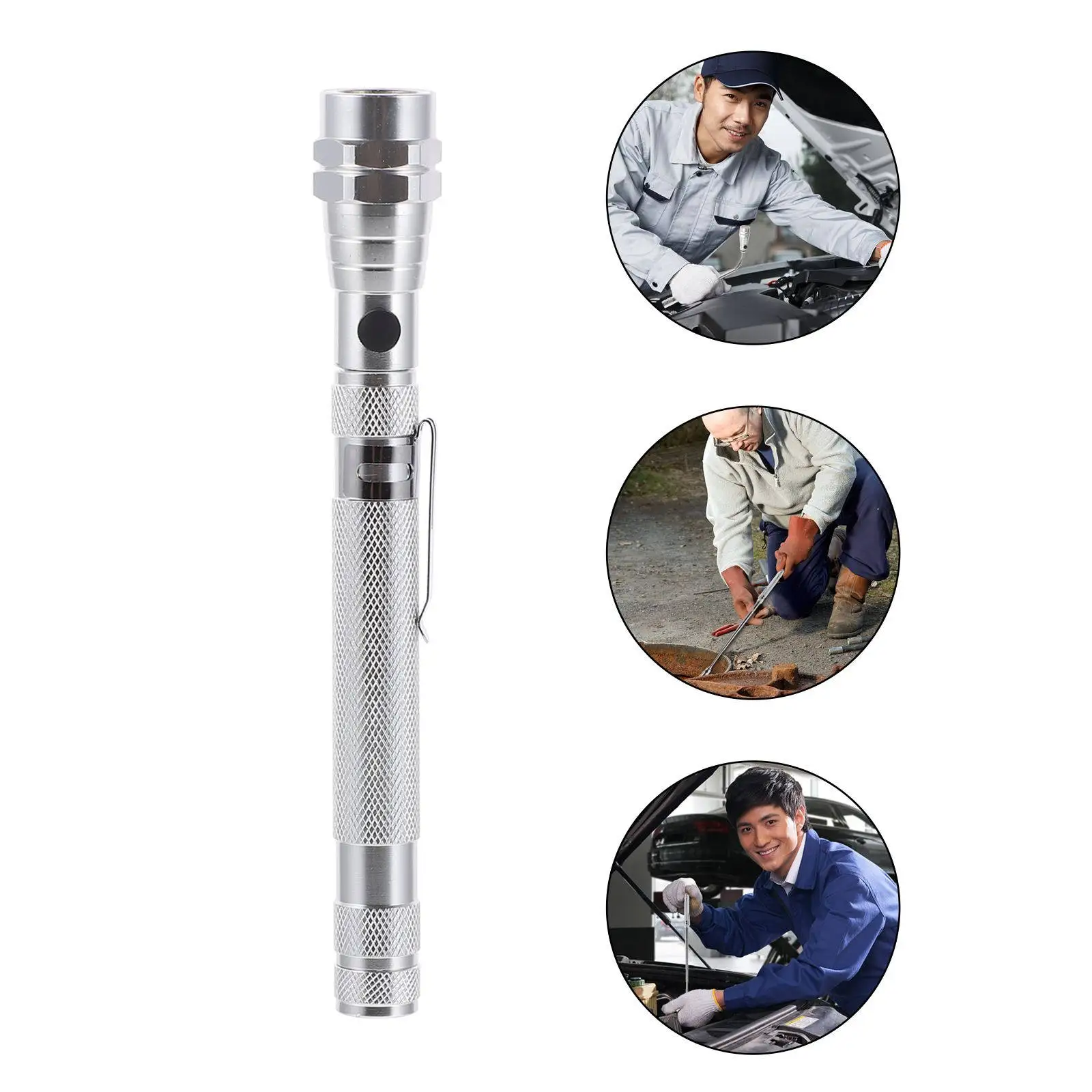 Flexible Telescopic Magnetic Pickup Tool with Bright LED Light for Retrieving Metal Objects in Tight Spaces Mechanic Electrician