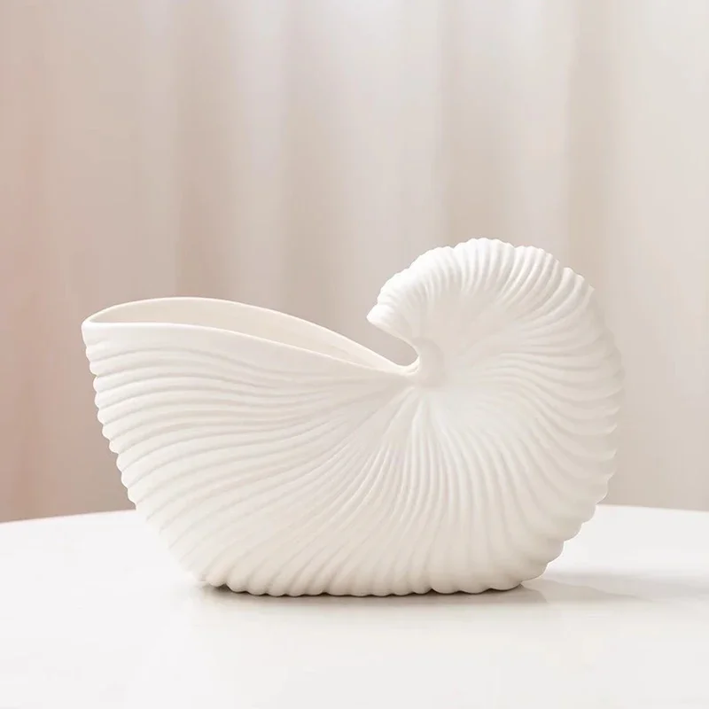 Nordic Conch Figurines & Miniatures Nautilus Ceramic Hydroponics Originality Figurines Modern Bedroom Home Decor Estatua FYFM