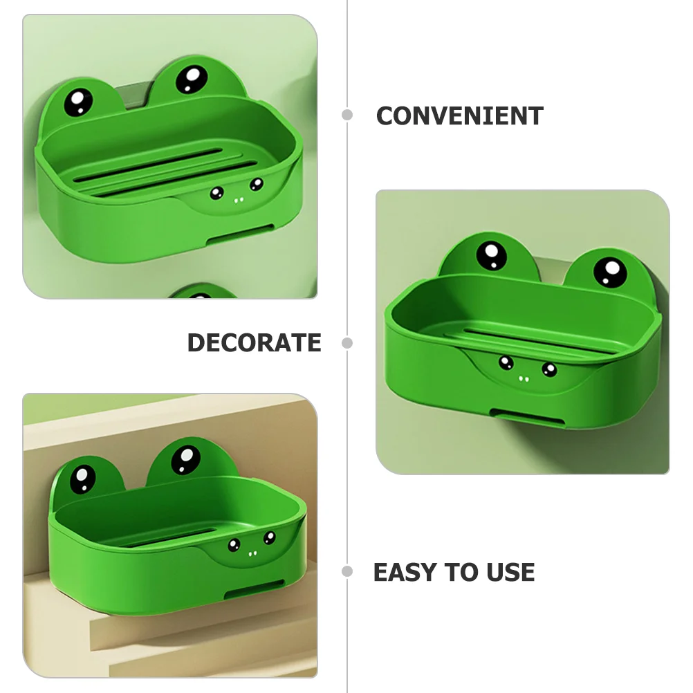 2pcs Soap Holder Shower Wall Mounted Draining Soap Dish Frog Shape Shower Soap Container Bathroom Soap Dish