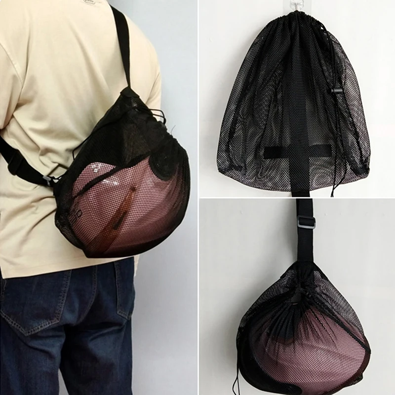 Single Ball Mesh Bag Drawstring Sling Back Bag For Transporting Single Volleyball Basketball Football Volleyball Mesh Ball Bag