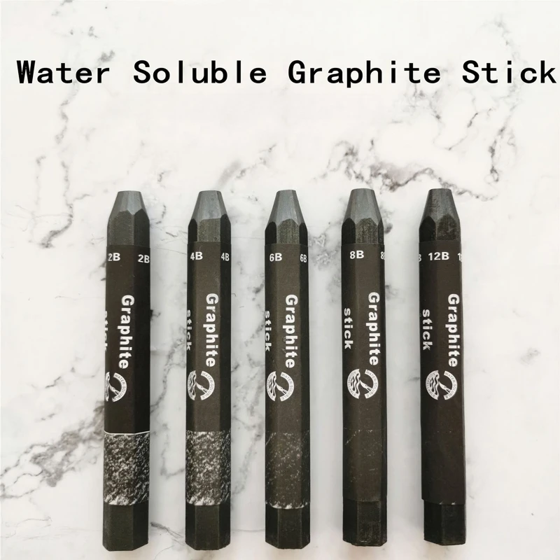 2B/4B/6B/8B/12B Single Pack Water Soluble Hexagonal Rod Full Lead Graphite Stick Artist Grade Sketch Ink Painting Special Pencil