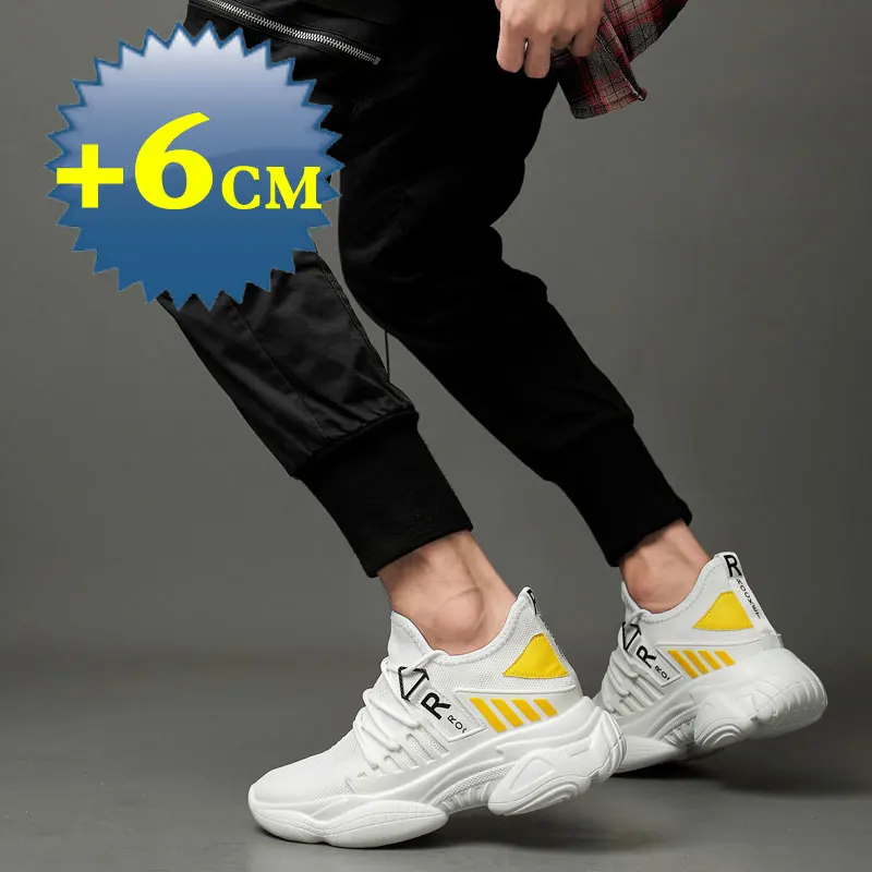 Zapatillas deportivas para hombre, zapatos informales transpirables con tacones ocultos, aumento de 8cm de altura y 6cm