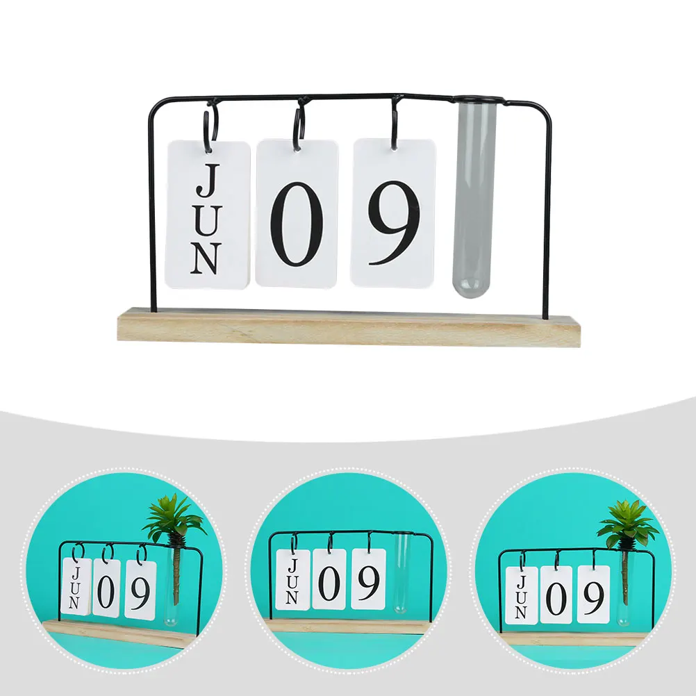 

Creative Desk Office Plant Holder Manual Flipped Calendar Decor Home Office Decorations Large Capacity Date Display Table