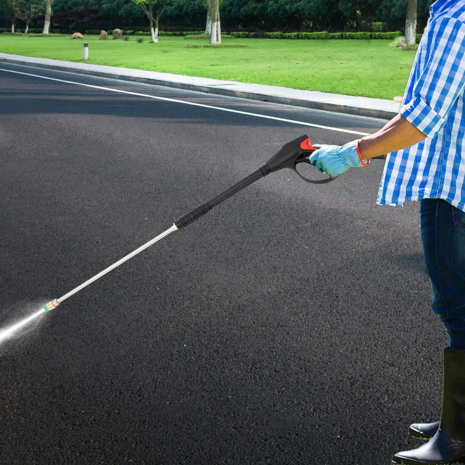 3000PSI高圧洗浄機ガン 電動コードレス高圧洗浄機 5種類のノズルチップと26フィートホース付き 車両洗浄用