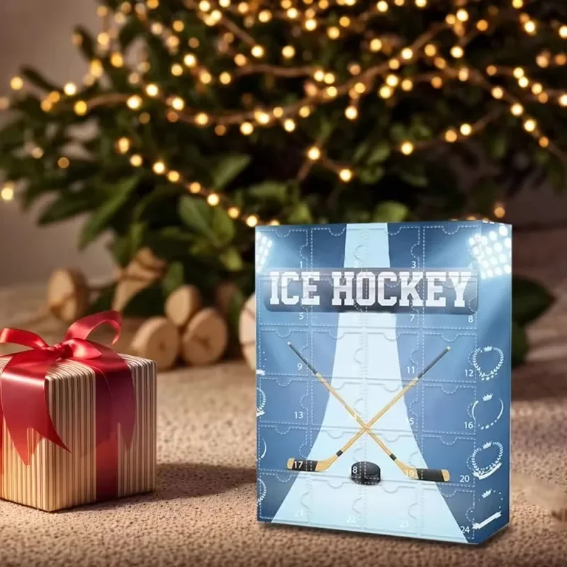 2024 Acrylic Hockey Advent Calendar The One with 24 Little Doors Ice Ball Calendar Team Mini Figures Keepsake Advent Calendar