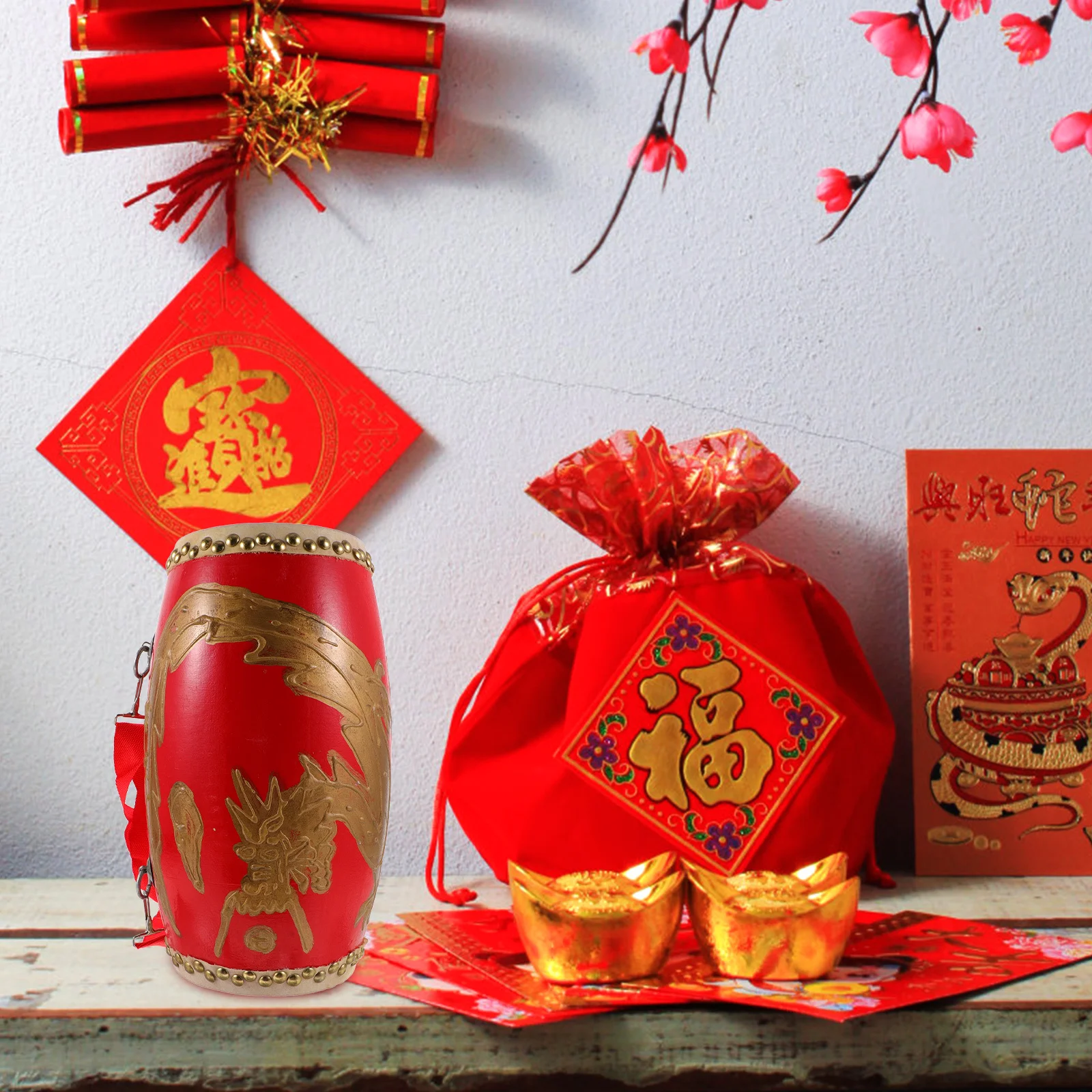 1 قطعة طبلة الخصر نمط مقاومة للاهتراء الخشب حزام قابل للتعديل الأداء الصيني التقليدي طبل