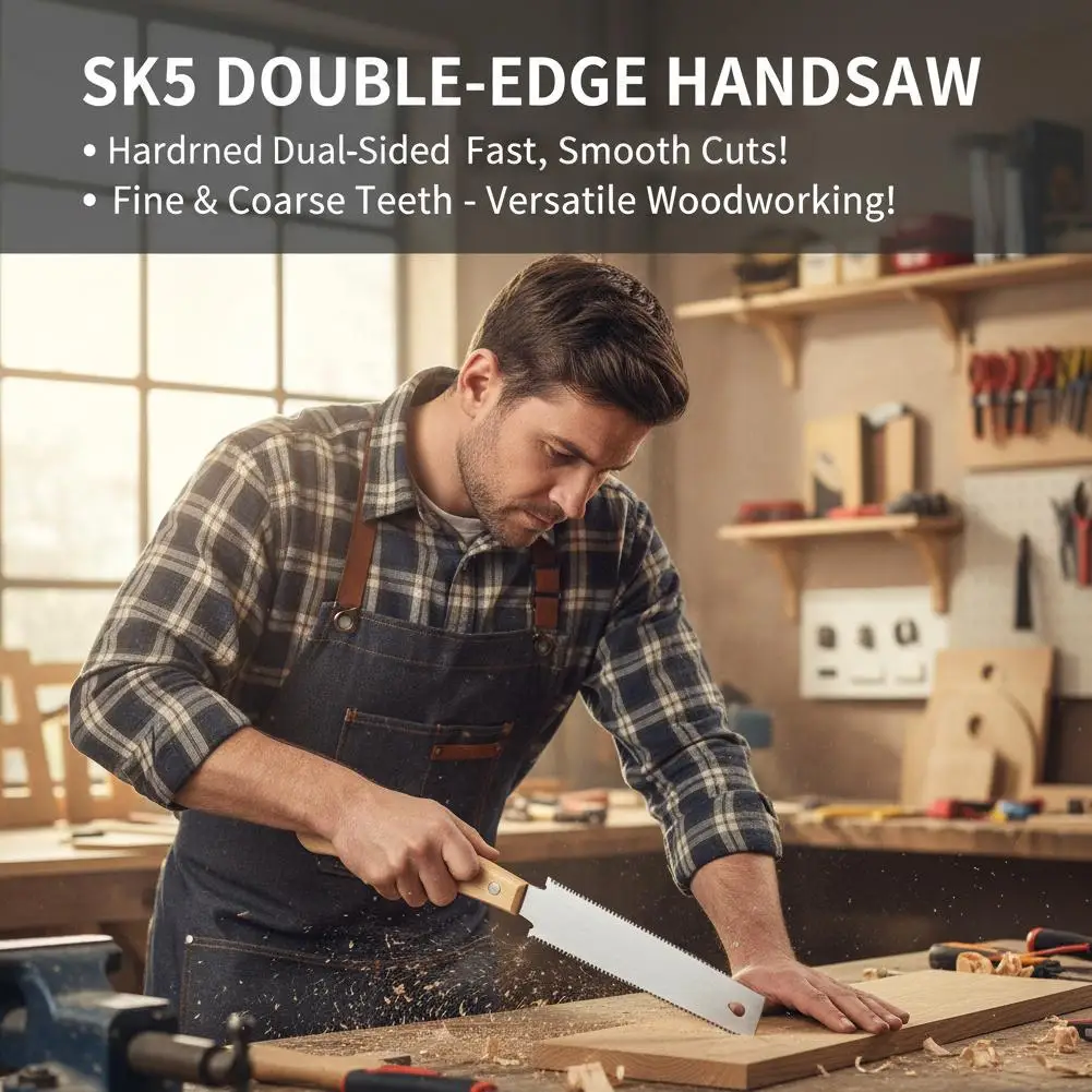 Hand Saw For Wood Cutting Dual Edge Flush Cut Flexible Blade Wooden Handle Precision Woodworking Tool For Home DIY Crafting