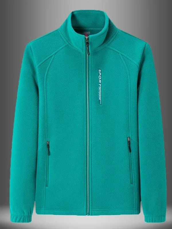 2024 Autumn Winter Thickened Fleece Ladies Outdoor Jacket Stand Collar Sweatshirt Cardigan Soft Plush Warm Cozy Top Coat