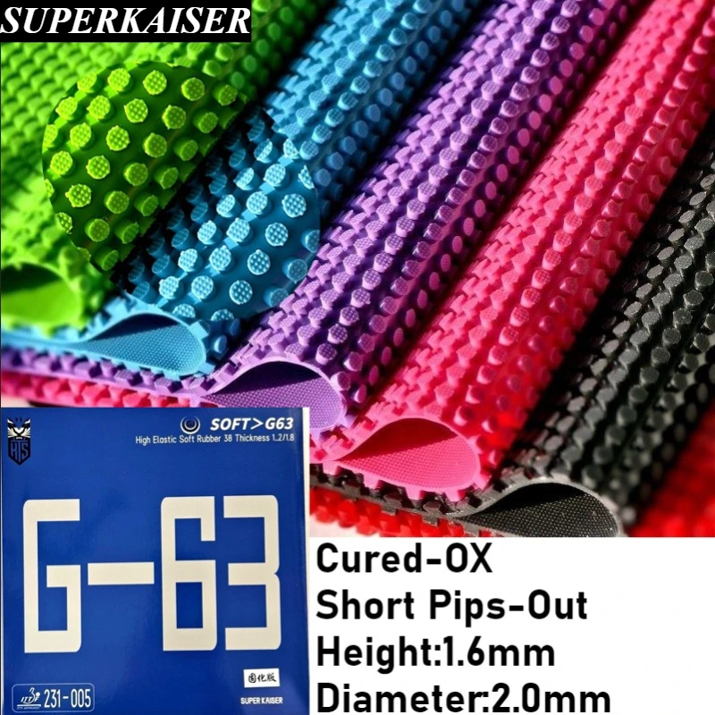 

Накладка для настольного тенниса SUPERKAISER G63 Cured OX, короткие шипы, высота 1,6 мм, прочная, тонущая, с защитой от вращения, необычная резина для пинг-понга