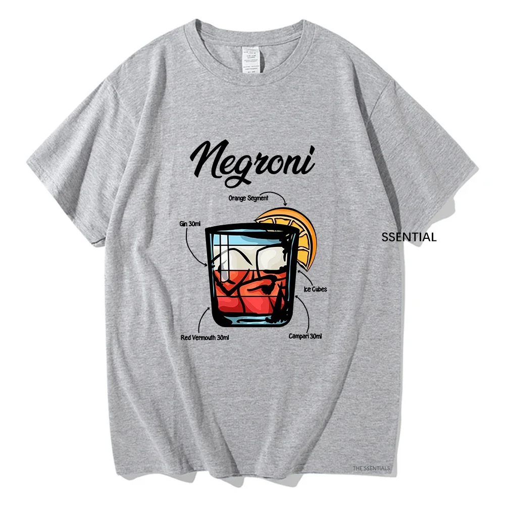 Classic Negroni Cocktail Recipe Tshirt 2024 Funny Men/Women Clothing Harajuku Tshirt Unisex Vintage Cotton Tops Streetwear