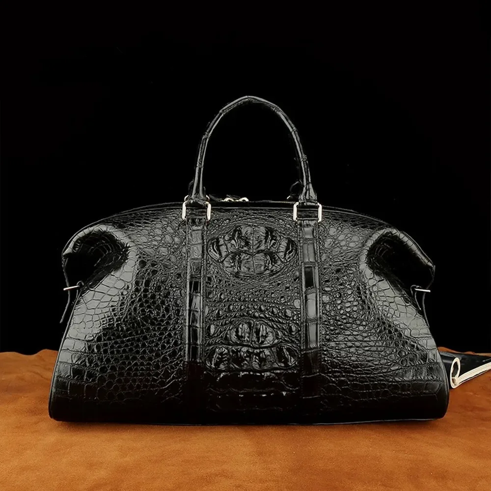 Exotic style real crocodile leather men's travel bag large handbag crocodile leather large-capacity casual shoulder bag