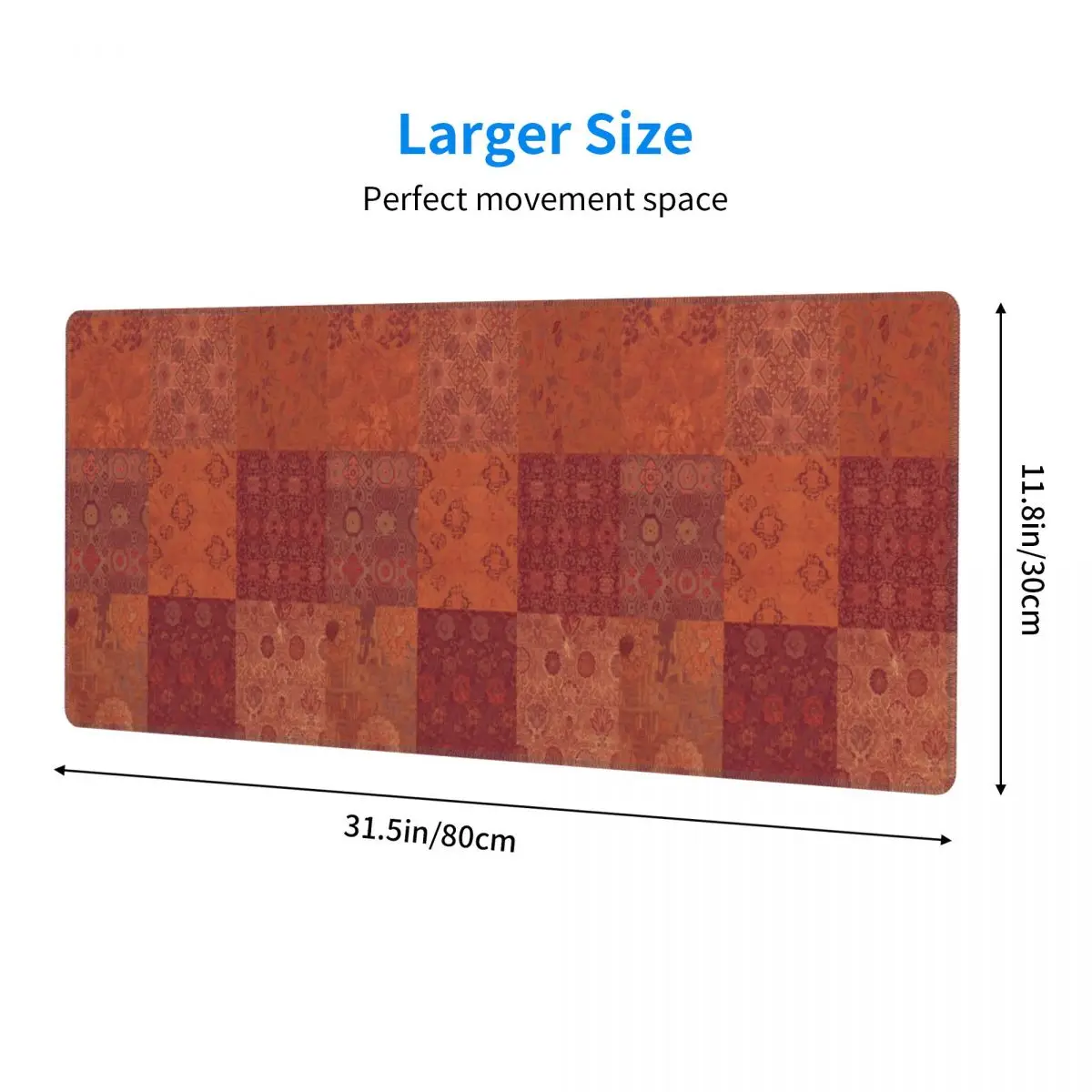 Vintage Bohemian Quilt In Burnt Orange Large Mouse Pad Computer Keyboard Mouse Mat Gamer PC Laptop Desk Mat Table Mats