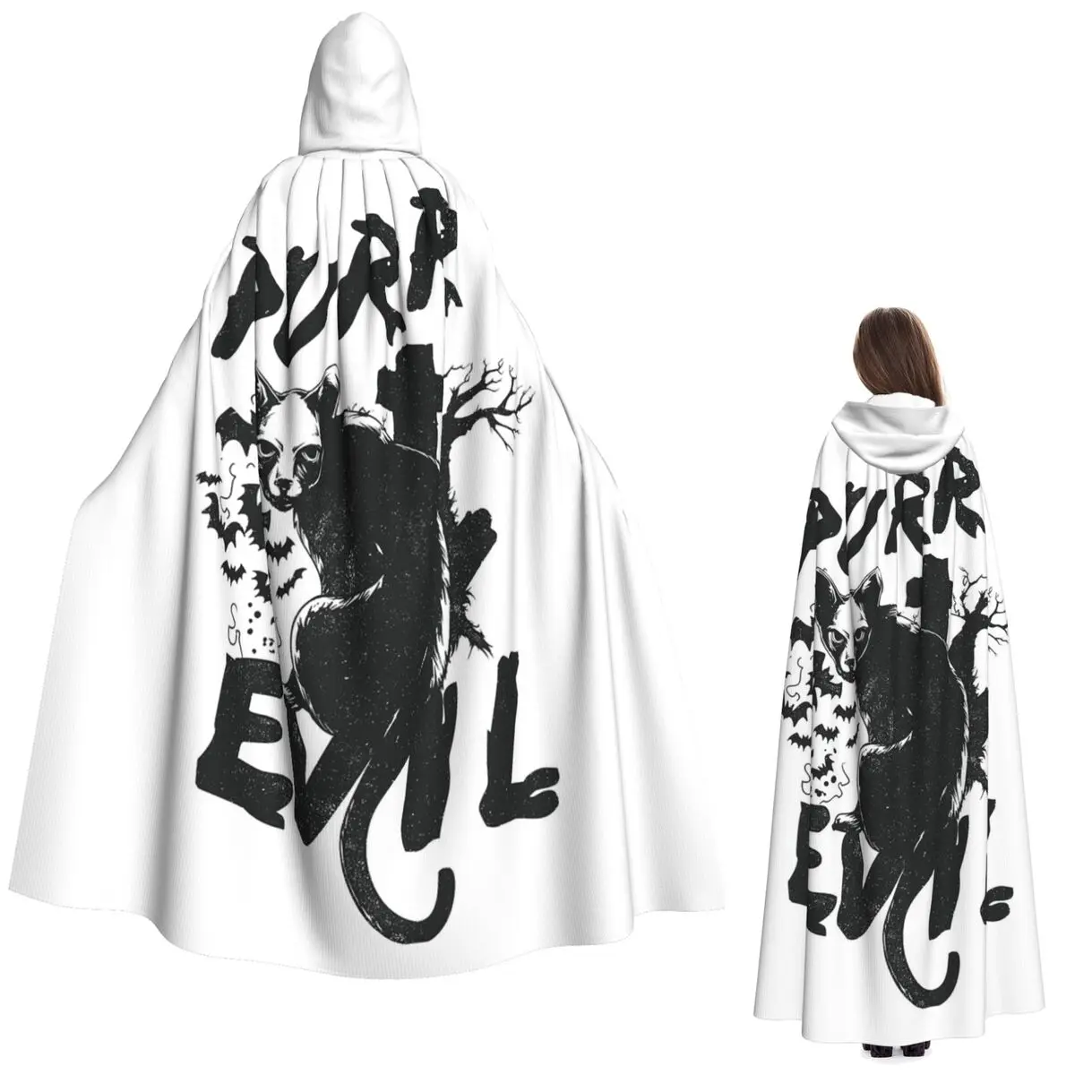 

Длинный плащ с капюшоном Purr Evil, средневековый костюм ведьмы, накидка для косплея, Хэллоуин, вампир, для взрослых, унисекс