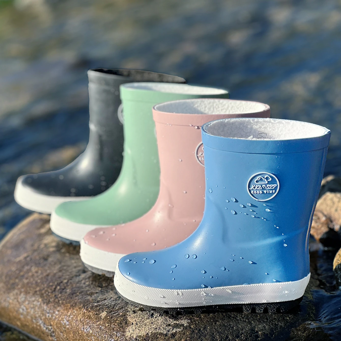 Boys' & Girls' Wear-Resistant Outdoor Rubber Rain Boots with Warm Thermal Lined - Waterproof, Anti-Slip, Lightweight