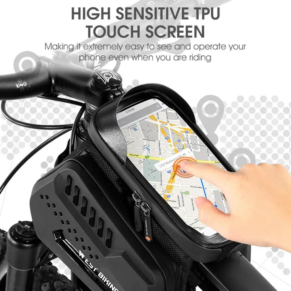 

1.4L TPU Top Tube Bag Large Capacity Earphone Hole Compartment Design Cycling Frame Pouch Cycling Supplies Bike Accessories