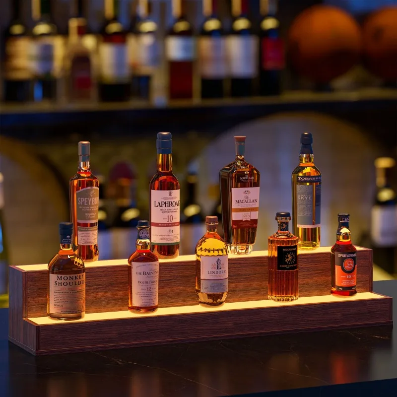 LED Lighted Liquor Bottle Display Shelf, 37 Inch Bar Display Shelf, DIY Illuminated Bottle Shelf with App & Remote Control, 2