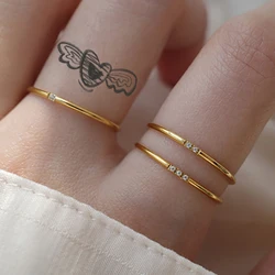 Minimalist Dainty Rings For Women 3 Color 1mm Zircon Round Thin Female Women's Ring Fashion Jewelry Wholesale Dropship KCR101