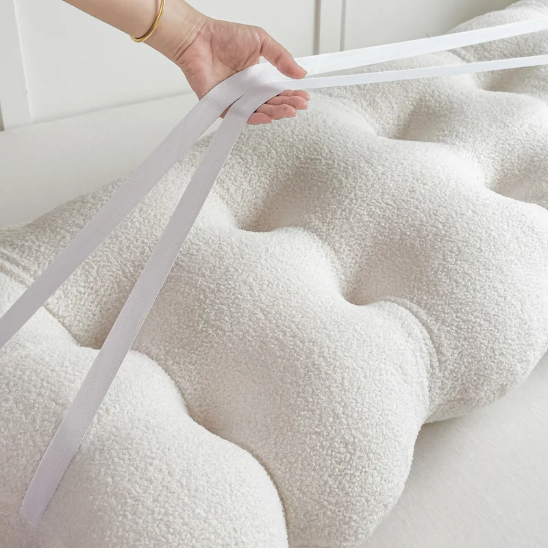 Headboard Cushion Teddy Velvet Snowball Bed Rest Pillow Backrest Pillow Soft Bed Backrest Bag Back Cushion Pad Pillow Headboard