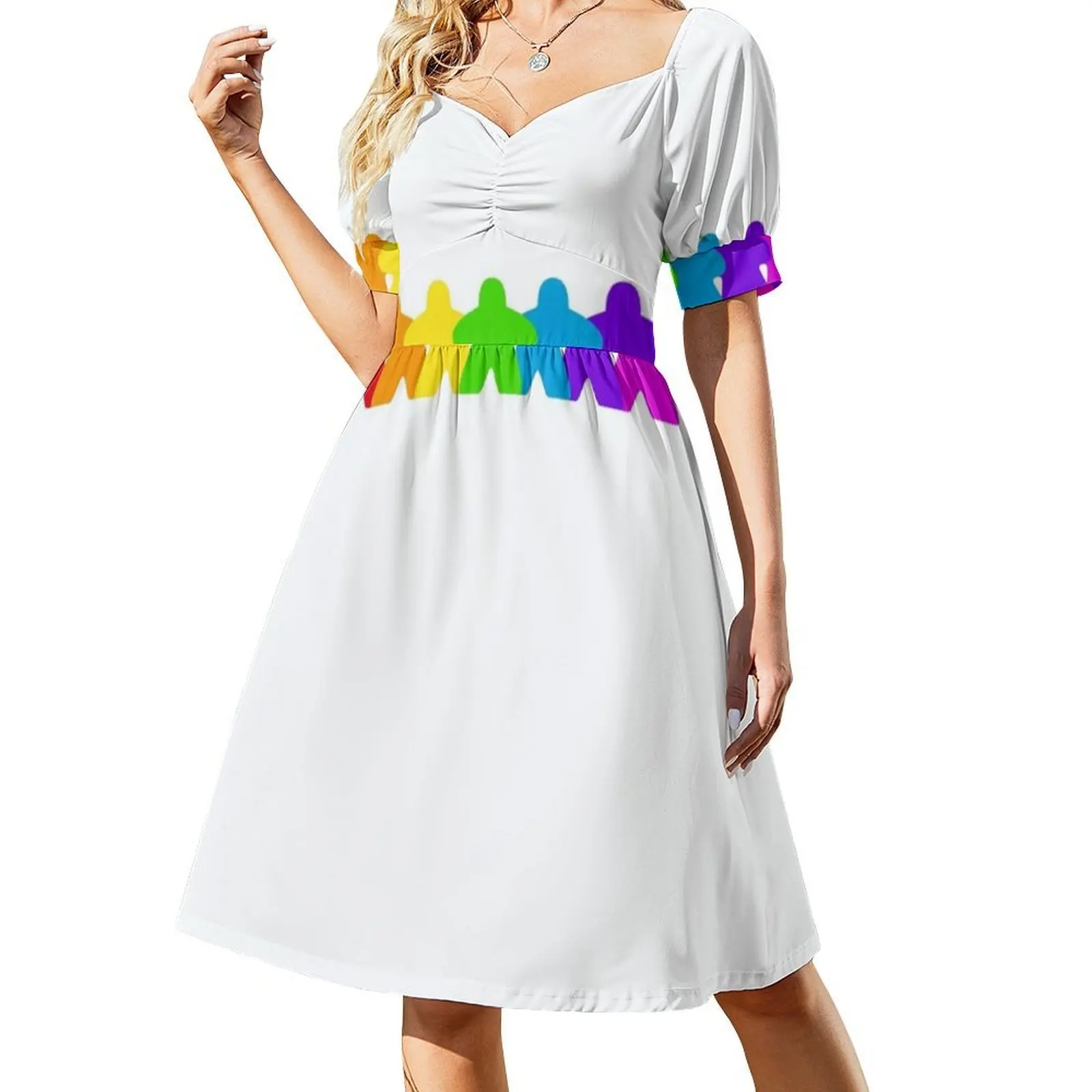 جميع الألوان من فستان Meples-Gaymer Pride بألوان قوس قزح مزين بالزهور للنساء فستان كاجوال للربيع والصيف للحفلات بألوان قوس قزح