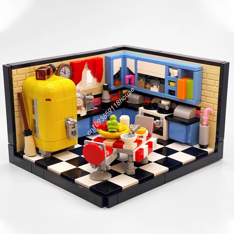 

485pcs MOC Mid-Century Kitchen Diorama City Building Blocks Birthday Christmas toy Gift