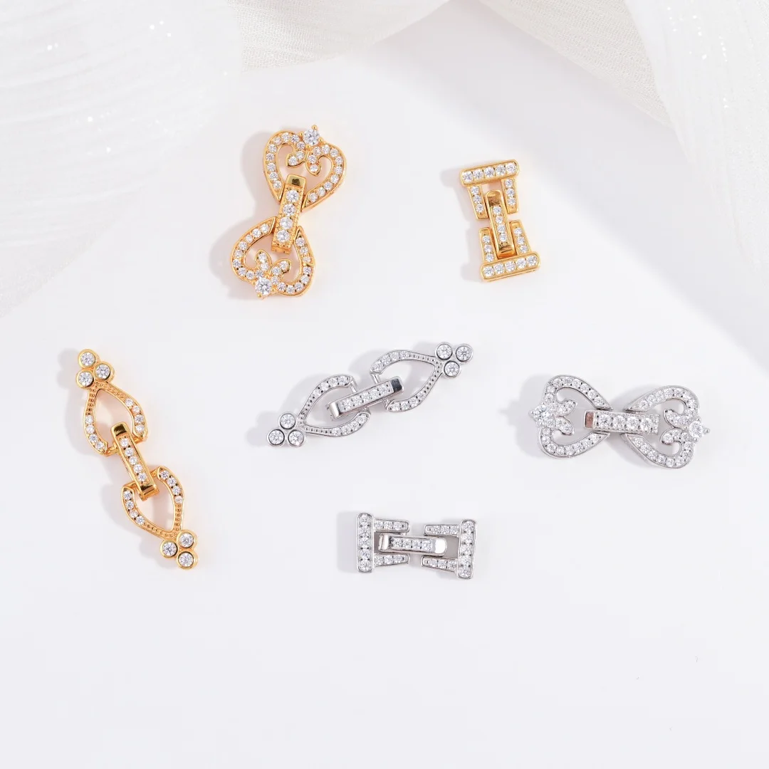 

S925 Sterling Silver Inlaid Zircon Pearl Link Clasp DIY Handmade Bracelet And Necklace End Clasp Accessories Materials SK139