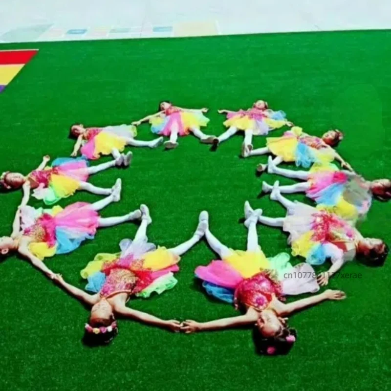 Children's Jazz Dance Performance Costume, Girls' Fluffy Princess Dress, Sequined Gauze Dress, Stage Performance Costume