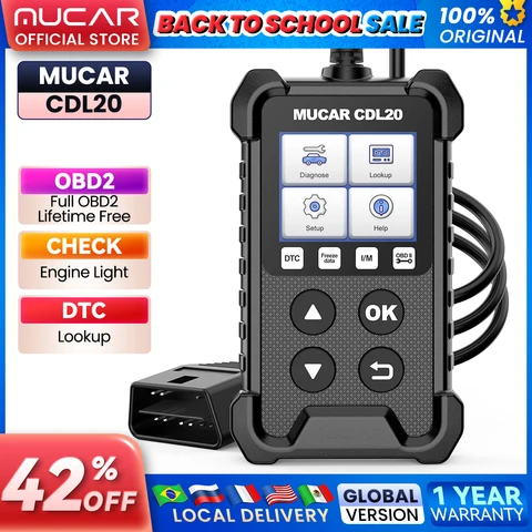 Диагностический сканер MUCAR CDL20 OBD2, считыватель кодов автомобиля, PK ELM327, бессрочный