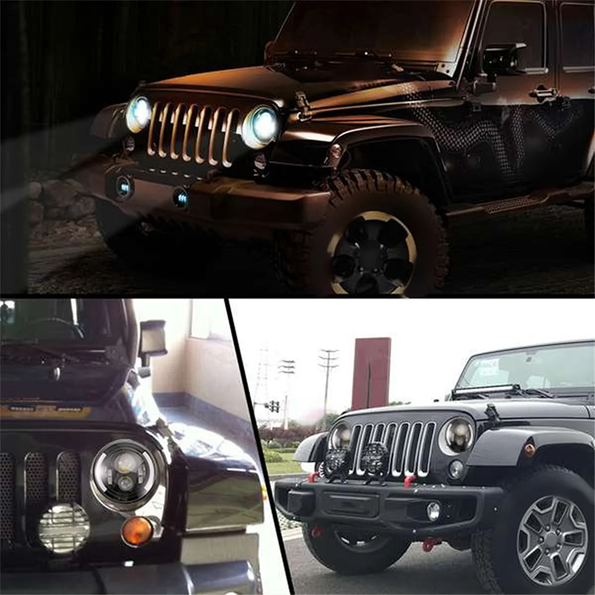 7 Polegada led farol redondo 200w halo ângulo olhos drl lâmpada de corrida para jeep wrangler jk lj tj cj 1997-2018 1 pçs