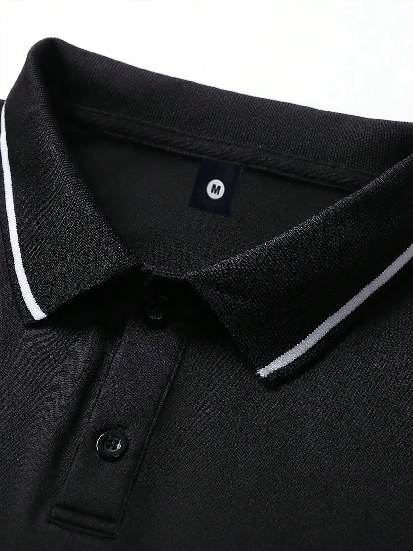 Men's Black Polo Shirt And Shorts Set Casual Summer Sportswear Short Sleeve Drawstring Waist - Image 5