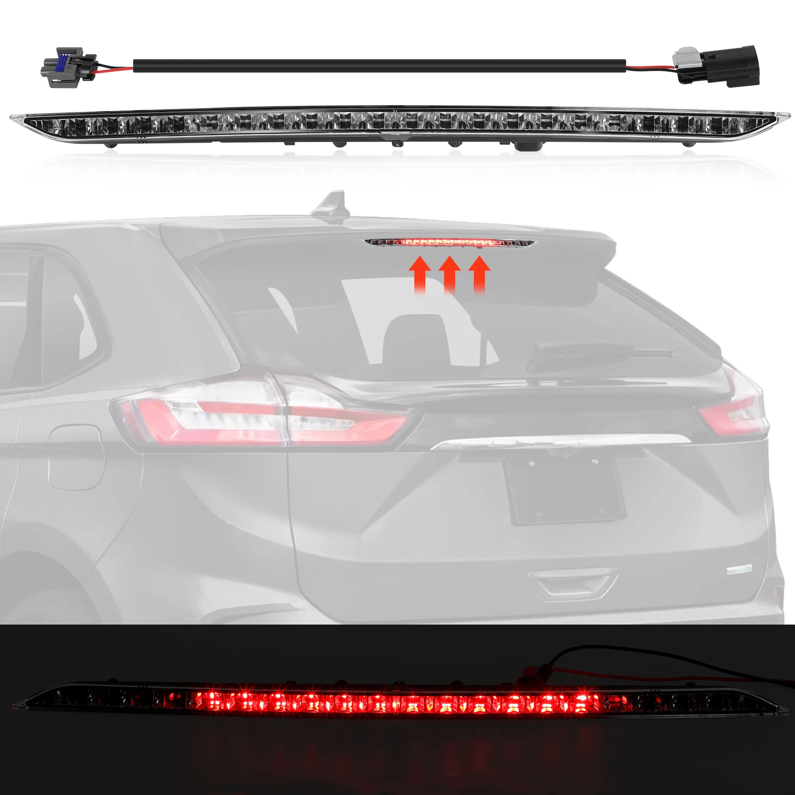 923-133 FT4Z13A613A LED 3rd Third Brake Light Assembly For Ford Edge 2015 2016 2017 2018 2019 2020 High Mount Stop Brake Light