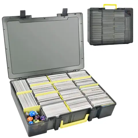 Boîte de rangement transparente pour cartes à collectionner, organiseur pour plus de 2300 cartes, 12 séparateurs, poignée de transport pour cartes TCG Yugioh CAH Baseball Football (boîte uniquement)