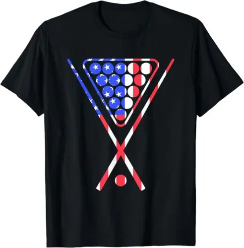  American Flag Billiards Pool Cue and Rack Design Gift T-Shirt S-3XL