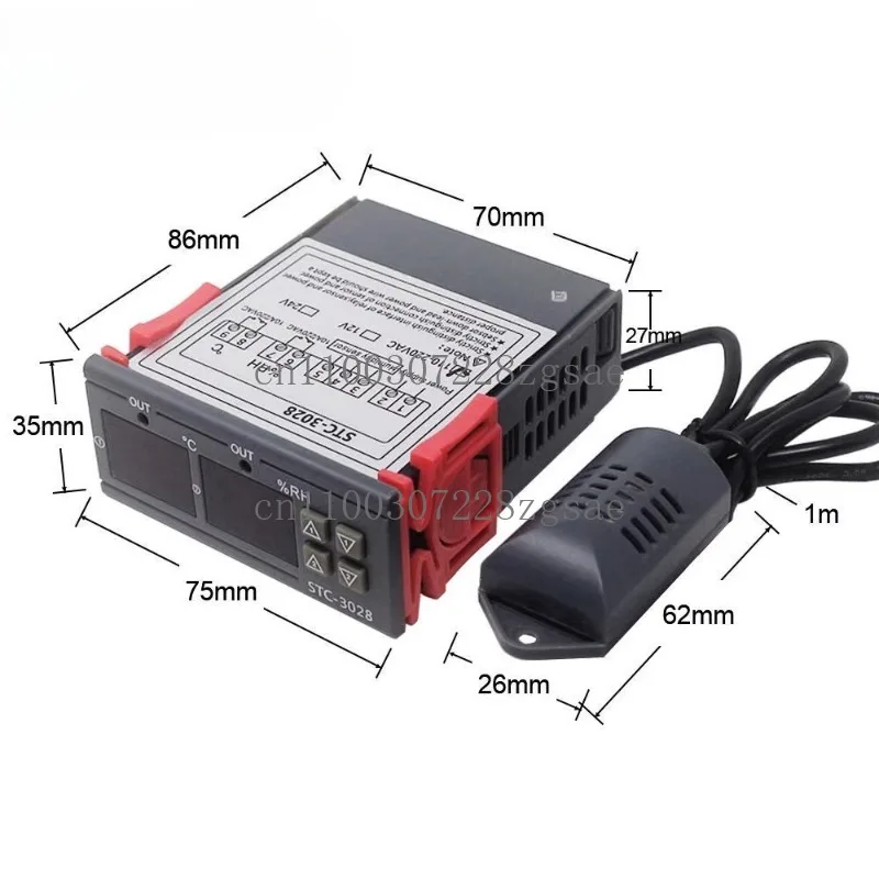 STC-3028 Intelligent Digital Display Incubation, Aquaculture Temperature and Humidity Controller Thermohygrometer