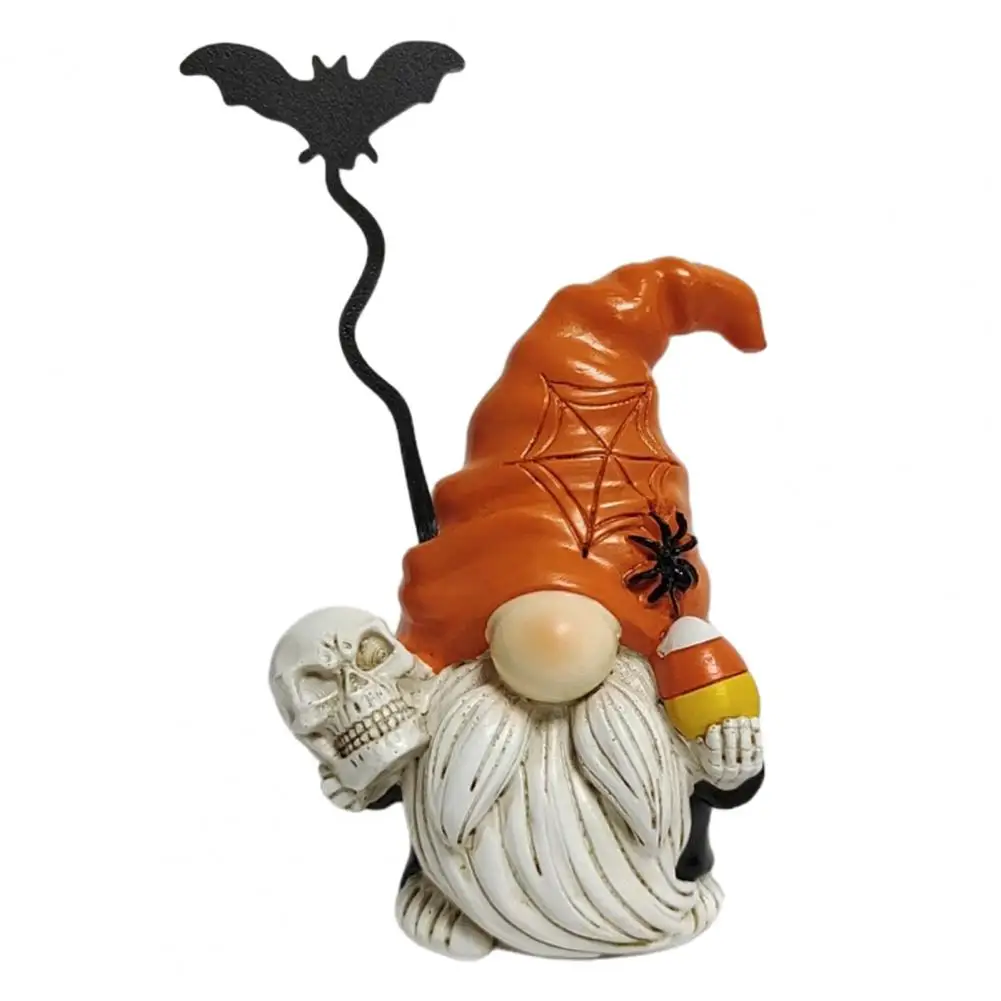 

Spooky Halloween Garden Statue Dwarf Table Decoration Pumpkin Bat Skull Gnome Statue for Tiered Tray, Tabletop, Home Decor